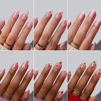 Faux Ongles en Gel Souple de Haute Qualité en Gros, Fleurs 3D Roses, Courts, Carrés, Stiletto, Papillon, Printemps, Faits Main, Luxe, à Presser