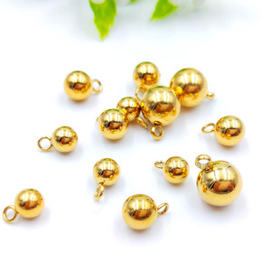 Precio al por mayor: Abalorios de bola redondos de acero inoxidable, accesorios de joyería, abalorios colgantes de bola, abalorios de bola con extremos de oro de 18K - Product Image 1
