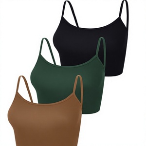Women's Cropped Solid Color Knitted <b>Lace</b> Trim Camisole <b>Top</b> Sleeveless Short <b>Tank</b> Breathable Quick Dry 100% Cotton Club Casual - Product Image 1