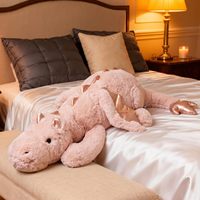 Peluche Dragon Rose Doré de 50 Pouces, Grande Peluche Dragon Douce pour Chiens et Chats