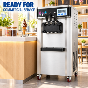 Máquina comercial de helado suave de pie con 3 palancas dispensadoras, control digital, 20-25L/h para heladerías - Product Image 6