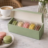 Boîte à macarons personnalisée écologique Fovaire, imprimée en quatre couleurs, emballage en carton pliable pour macarons et présentation de cadeaux de boulangerie