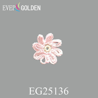 Appliques de fleurs en dentelle crochetée artificielle pour vêtements, sacs, chapeaux - Accessoires à coudre 100% coton EG25136