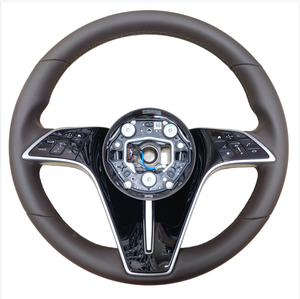 Modification et amélioration du volant en cuir noir et marron pour Mercedes Benz E W213 <span class=keywords><strong>GLE</strong></span> W167 S W221 W222 W223 C GLC CLS sport - Product Image 1