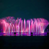 Fontaine interactive extérieure personnalisable avec éclairage LED RGB, musique et jets d'eau dansants pour espaces aquatiques et places publiques