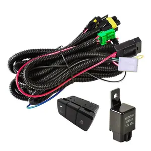 Refit Car Fog Lights Switch Wire Harness with relay and fuse fog light lamp wiring harness with LED for Hyundai CRETA