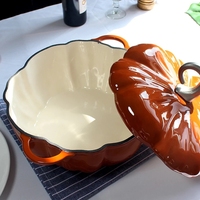 Nouvelle Cocotte en Fonte Émaillée Antiadhésive Design Créatif Citrouille avec Couvercle
