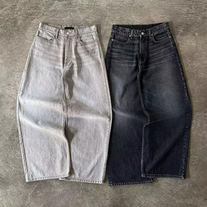 Jean baggy pour homme, taille haute, coupe ample et oversize, en denim délavé à l'acide, style vintage et déchiré, de créateur, personnalisé par le fabricant - Product Image 4