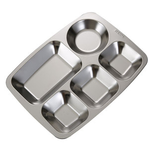 Stainless Steel Divided Dinner Plate 304 Food Grade Microwave Safe For Students Staff Canteens Kindergartens Adults - Product Image 1