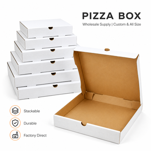 Custom Printed White Corrugated Pizza Boxes, Wholesale Food Grade Pizza Packaging <b>Box</b> With Custom Logo & Multiple Sizes - Product Image 2