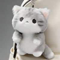 Nouveau style – Pendentif en peluche chat gris doux et mignon, style réconfortant, ornement de sac à dos, cadeau pour meilleur ami, en polyester