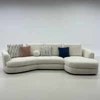 Canapé sectionnel moderne incurvé avec chaise longue |   Ensemble de canapés de salon en tissu luxueux