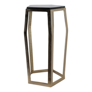 Tavolino d'Appoggio in Marmo con Piano Pentagonale, Struttura Sottile e Finitura Dorata per Piccoli Spazi, Arredamento Casa - Product Image 3