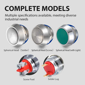 Interruptor Momentáneo Impermeable GQ12B-10P de 12 mm, 5 A, IP65, Metal, Acero Inoxidable, Cabeza Redonda Corta, 1NO, Botón Pulsador, 220 V/12 V, Colorido - Product Image 5