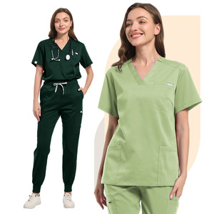 Women's V Neck Short Sleeve Scrub Set Moisture Wicking Hospital Uniform Split Set For Nurses And Medical Staff - Product Image 2