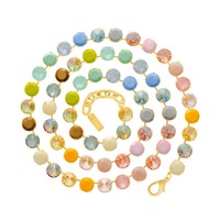 Collier ras du cou extensible plaqué or 22 carats avec chaîne à griffes et strass ronds couleur macaron, zircon dégradé couleur bonbon