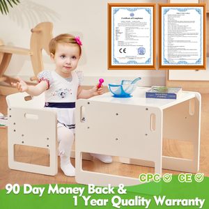 Gỗ 2-in-1 trẻ em bé nghệ thuật phòng ăn bàn trắng và ghế đặt sang trọng Chiều cao có thể điều chỉnh <span class=keywords><strong>Toddler</strong></span> bảng và Ghế bộ - Product Image 6