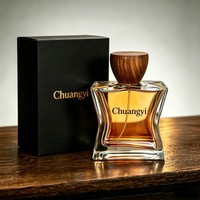 Flacon de parfum en verre transparent de luxe 100 ml vide avec bouchon en bois, logo personnalisé, atomiseur, emballage cadeau