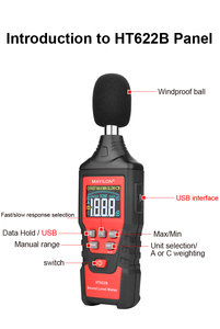 เครื่องวัดระดับเสียงดิจิตอล ตอบสนองความถี่ 30Hz-8KHz HT622B - Product Image 6