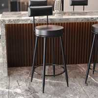 Tabouret de bar commercial moderne en cuir noir avec dossier et pieds hauts pour la maison, l'hôtel, le centre commercial - Luxe, livraison gratuite
