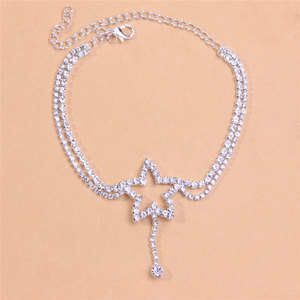 Venta al por mayor Boho Star Crystal Tassel Cross <span class=keywords><strong>Tobillera</strong></span> Set Plata Tobillo Pie Pulsera Mujeres - Product Image 5