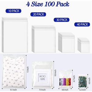 Bolsas de Almacenamiento Transparentes con Cierre Hermético, 4 Tamaños, Paquete de 100, Plástico de 2 Mil, Sellado Reutilizable para Joyería, Ropa y Viajes - Product Image 2