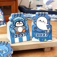Calendrier de bureau mini 2027 animaux mignons, forme irrégulière, reliure spirale, calendrier de table portable, papeterie étudiante, vente en gros