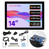 Layar Sentuh Kapasitif Waveshare 14 inci 2160x1440 IPS LCD 10 Titik, Antarmuka Type-C/DP, Sudut Pandang 178 Derajat, Resolusi Tinggi