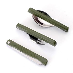Ensemble de couverts de voyage portables en acier inoxydable, 3 pièces, fourchette, couteau, cuillère pliables, pour le camping en plein air, cadeau - Product Image 3
