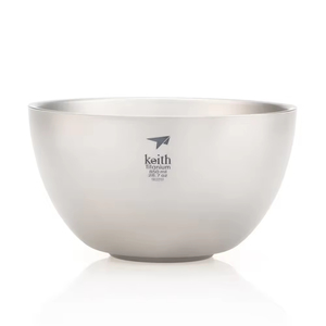 Bol à nouilles isotherme en titane personnalisé à double paroi, portable, rond, argenté, pour le camping et l'alpinisme - Product Image 2