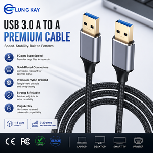 LUNG KAY USB 3.0 a to a Male Cable 5Gbps SuperSpeed Data Transfer Cord 3A Fast <b>Charging</b> Shielded USB Cable for Laptop Cooler - Product Image 1