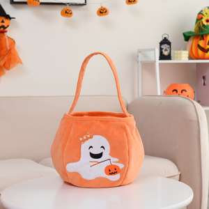 Bolsa de Halloween para dulces con asa, cesta reutilizable de calabaza para dulces, cubo de Halloween, bolsa de dulces, cubo de terciopelo plegable y bonito - Product Image 5