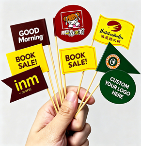 Palillos de madera con bandera personalizada para fiestas, palillos con bandera para comida, palillos con bandera para hamburguesas, sándwiches, cupcakes, venta al por mayor - Product Image 1