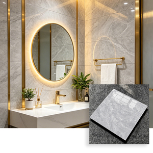 Carreaux Muraux et de Sol en Porcelaine Gris Poli Brillant pour Cuisine et Salle de Bain, Style <span class=keywords><strong>Espagnol</strong></span>, 40x40 400x400mm - Product Image 1