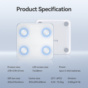 Balance numérique intelligente de graisse corporelle pour la salle de bain Type de capteur électronique Puissance de la batterie Capacité de 180kg Affichage numérique App Pesage - Product Image 6