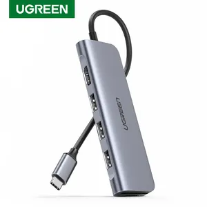 Ugreen便携式6in1 Mac型4K USB 3.0集线器阅读器坞站适用于三星MacBook Dell Chrome笔记本电脑USB C对接集线器