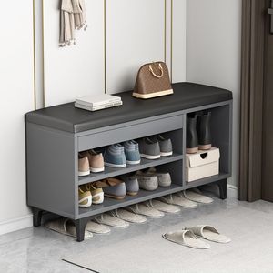 Modern Adjustable <b>Small</b> Shoe with <b>Cushion</b> Storage Seating for Entryway - Product Image 3