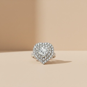 Anillo de Oro Sólido de 14K/18K con Diamante Creado en Laboratorio en Forma de Corazón, Halo Oculto Infinito, Joyería de Promesa - Product Image 4