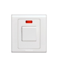 Prise murale électrique 3 broches BS UK standard avec protection enfant et interrupteur mural de contrôle de la lumière à bouton-poussoir 2 gangs avec indicateur