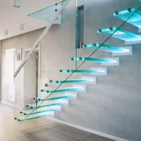 Escalier flottant en verre trempé stratifié de sécurité LED CBMmart avec certificat SGCC/CE/AS NZS2208