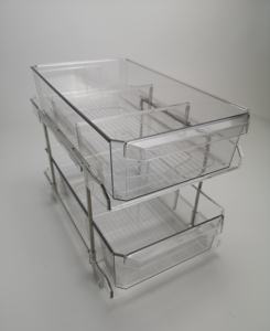 ตะกร้าพลาสติกใส2ชั้นพร้อมฝาปิดแบบเลื่อนออกได้สำหรับเก็บและภาชนะบรรจุอาหารอเนกประสงค์ - Product Image 1