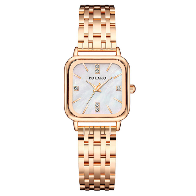 Light Luxury Custom Logo Brand Women Wrist Square Case Quartz Watch Fashion Ladies Diamond Metal Band Watch for Business Wear