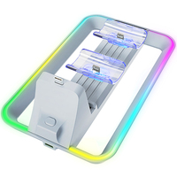 Station de charge multifonctionnelle 3 en 1 avec lumière LED RVB, double contrôleur, support de base pour manette PS5, console de jeu PS Portal