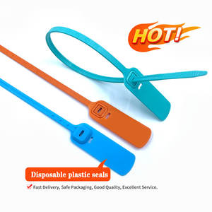 Etiqueta colgante personalizada amarilla y azul de 300mm y 400mm de largo, sello de plástico para ropa, camiseta, Material PP, etiqueta de sello de plástico a prueba de manipulaciones - Product Image 3