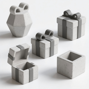 Boîte cadeau Décoration en ciment. Conception texturée 3D personnalisée, une sculpture de jardin résistante aux intempéries et énigmatique qui contient un <span class=keywords><strong>secret</strong></span>. - Product Image 1