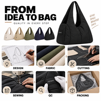 Sac fourre-tout en nylon grande capacité personnalisé pour femme, idéal pour les trajets quotidiens et les voyages, sac à bandoulière léger et souple en tissu matelassé