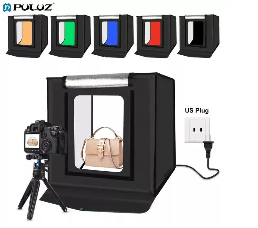 Portable mini photo studio Backdrop shipping Photo box Puluz Photo Studio LED Light Box Backdrop Foldable Tent Black Box