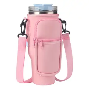 Chai Nước tay áo chủ cup Carrier Bag 40oz Tumbler Pouch với điện thoại Pocket & xử lý