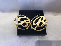Pendientes de Aro de Acero Inoxidable con Letras Geométricas Personalizadas de la A a la Z para Mujer, Aros de Bambú Modernos, Regalo para Fiesta