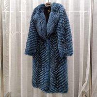 Manteau en fourrure de renard naturelle pour femme, hiver 2026, 110 cm, luxe, long et grande taille
